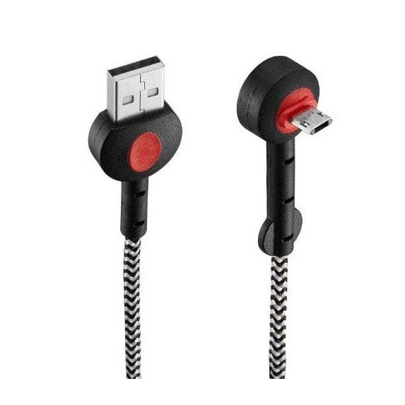 Cable Dekkin Micro Usb Redondo 90 Grados Negro y Rojo