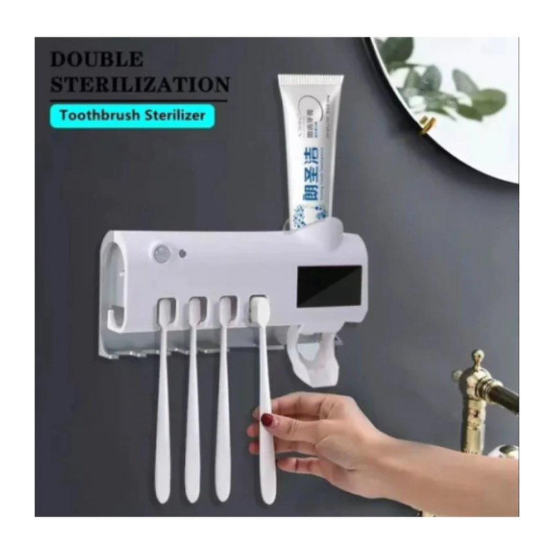 Estirilizador USB dispenser pasta dental porta cepillo 2 en 1 UV