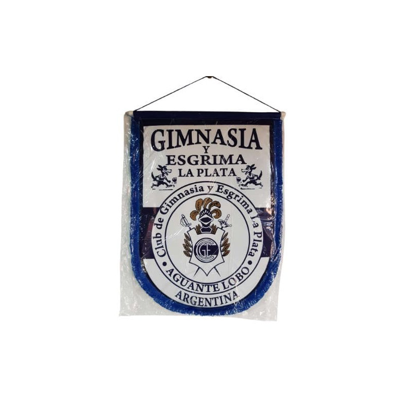 Banderín de Gimnasia Y Esgrima de la Plata 40x50 con Flecos listo p/ colgar
