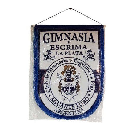 Banderín de Gimnasia Y Esgrima de la Plata 40x50 con Flecos listo p/ colgar